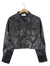 PRIMARK Kunstlederjacke Damen Jacke Gr. DE 36 schwarz extravaganter Stil