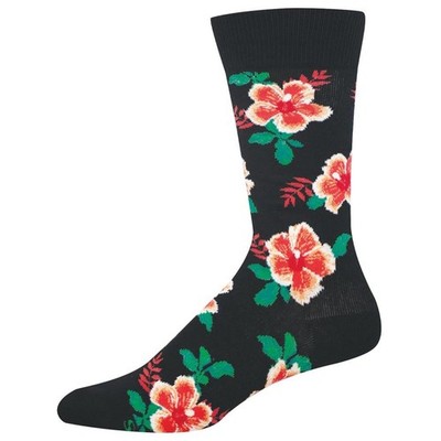 Socksmith Men's Crew Socks Novelty Footwear - Tropical Flower - Hibiscus Bloom