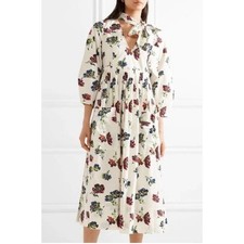 Ulla Johnson Isabeau Pleated Floral-Print Cotton Poplin Midi Dress 8