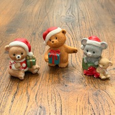 Vintage Avon & Homco Christmas Bear & Mouse Figurine Lot (3)