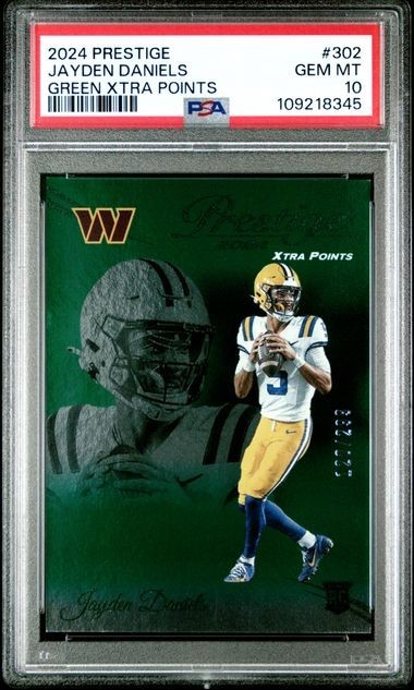 2024 Prestige #302 Jayden Daniels Green Extra Points *Low Pop 12* /299 RC PSA 10