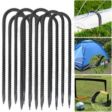 8Pack 12in Heavy Duty Steel Canopy Rebar Ground Stakes U Shape Tent Anchor Pegs