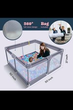 TODALE 50x50 inch baby playpen with mesh sides, portable, foldable- Grey