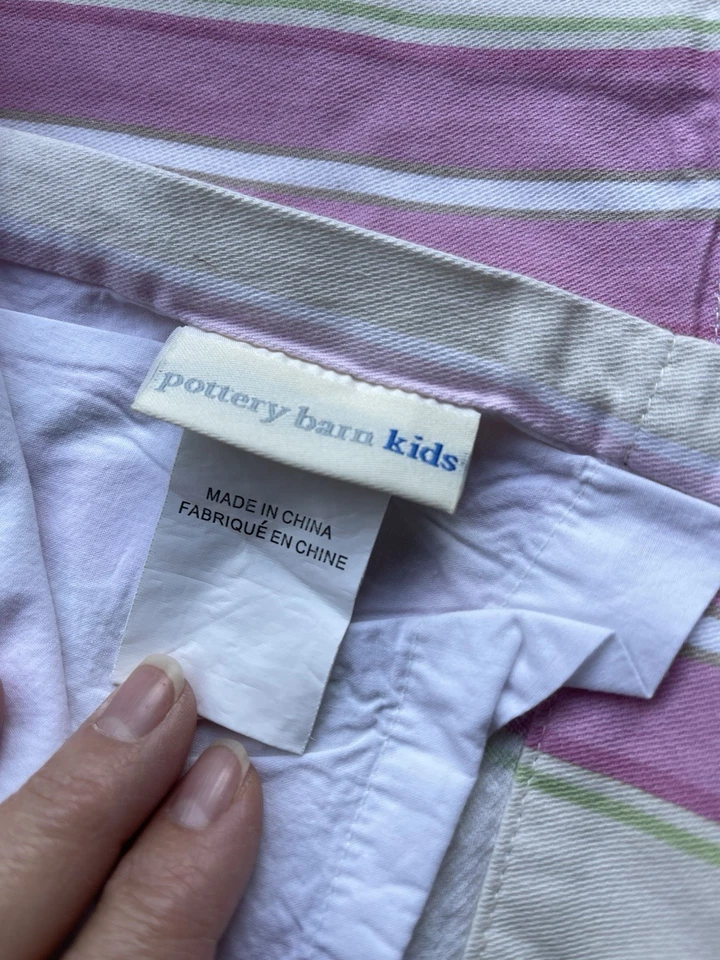 Pottery Barn Kids~Pink Stripe Lined Cotton Curtains~4 Panels~44 x 63 - Image 4 of 4
