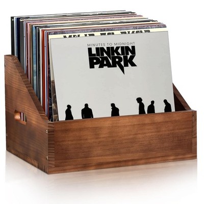 Wooden Vinyl Record Storage Crate, Large-Capacity Retro Record