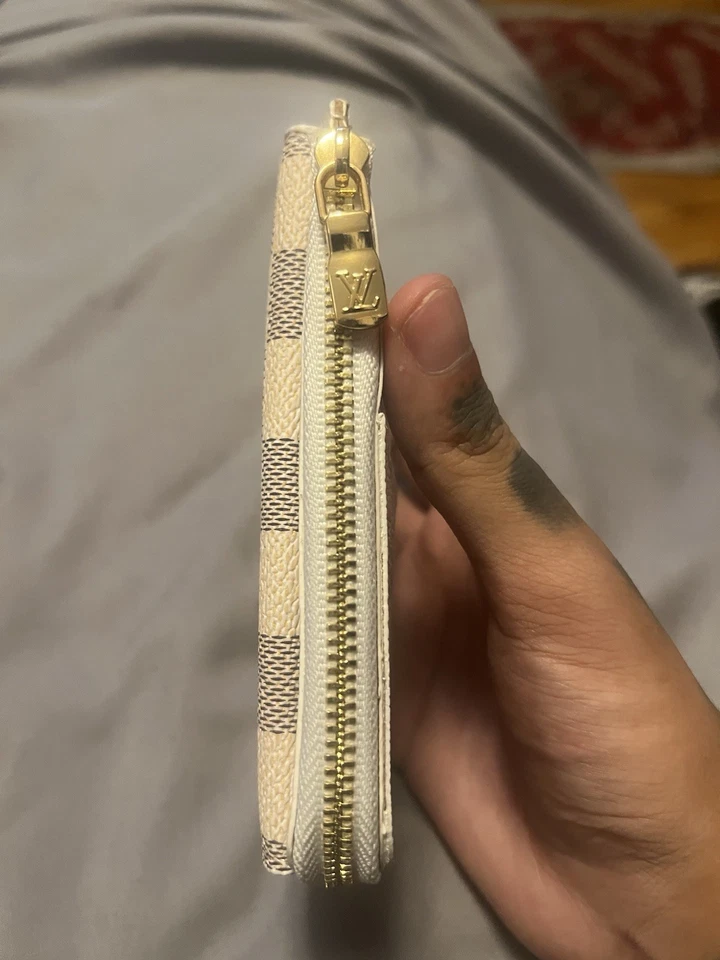 Cartera de Diseñador Rosa y Blanco con Cremallera Dorada Diseño Estampado a Cuadros V2 Foto 4 de 4