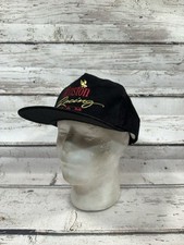 VTG Winston Racing Team Faux Suede Spell Out Black Nascar Snapback Hat Cap Rayon