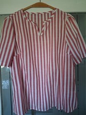 Bluse Gr, 40 rot-weiß gestreift Baumwolle ne...