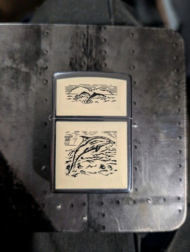 2001 F01 Zippo Ultralite Scrimshaw Dolphin Lighter