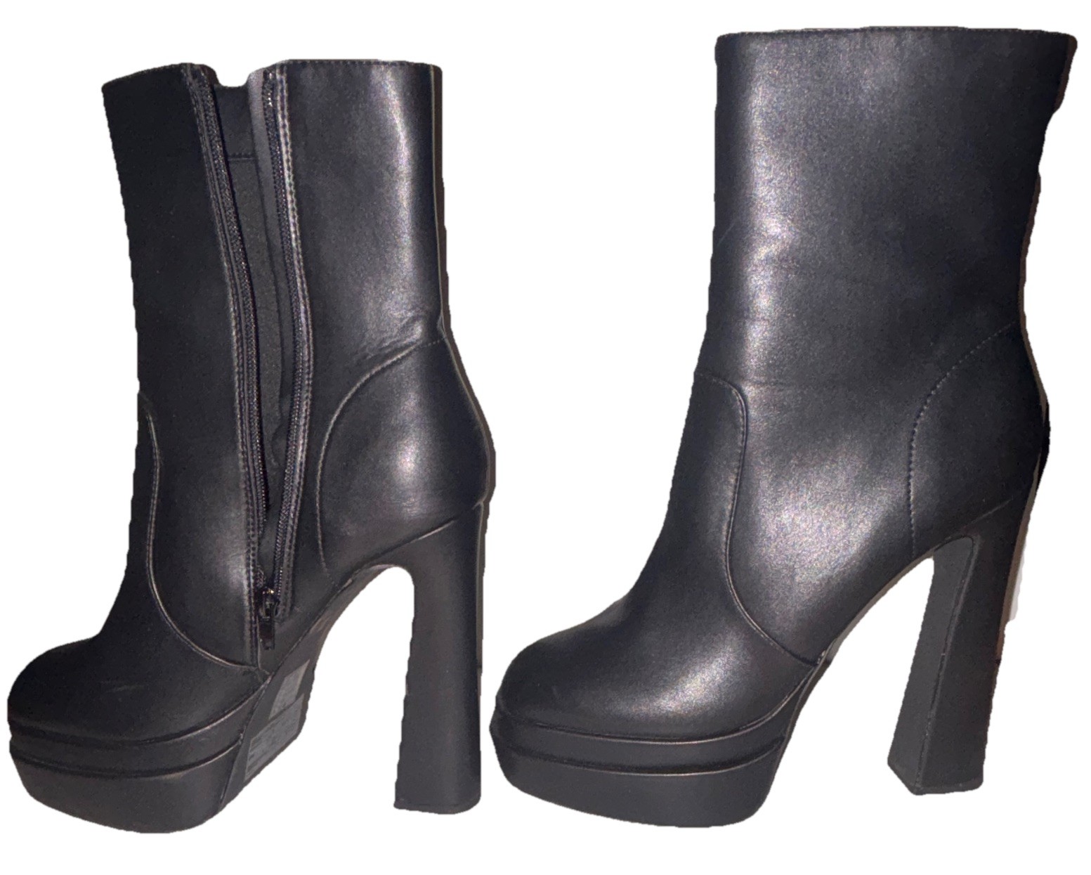 Forever 21 Women's Platform Ankle Boots Black Heel, Size 9