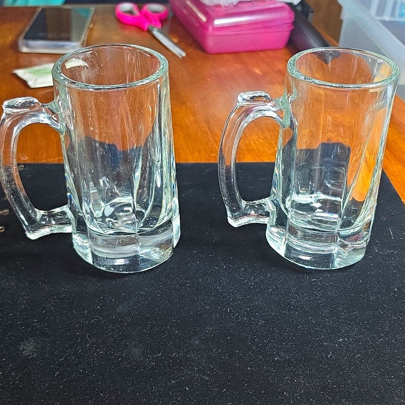 Set of 2 Clear Glass Handled Mugs - Clear Glass Mug Lot of Two