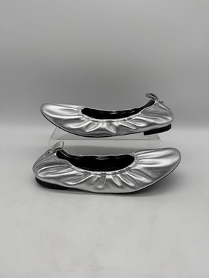 Tory Burch Eddie Ballerinas Flats Damenschuhe Silber UK 5 EU 38 NEU