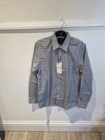 Jack & Jones Men’s White Blue Geometric Long Sleeve Shirt Smart Casual Button Up