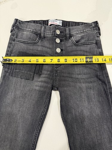Abercrombie Kids High-Rise Flare Jeans Girls 13/14 Slim Black Stretch Pull On - Picture 6 of 15