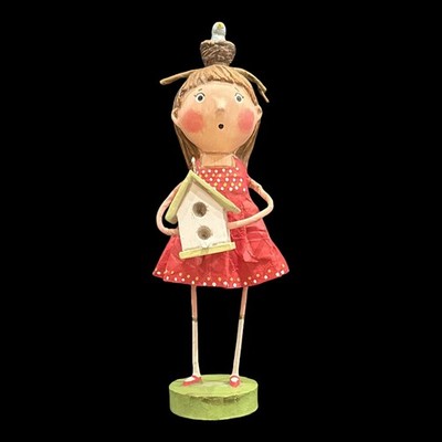Lori Mitchell Birdy s House Figurine Girl Holding Birdhouse Folk Art Decor