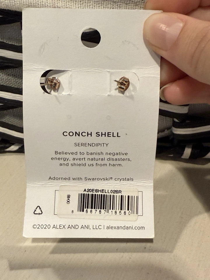 NUEVO Alex and Ani Wisdom Caracola Concha Oro Rosa Swarovski Pendientes Colgantes  Foto 2 de 3