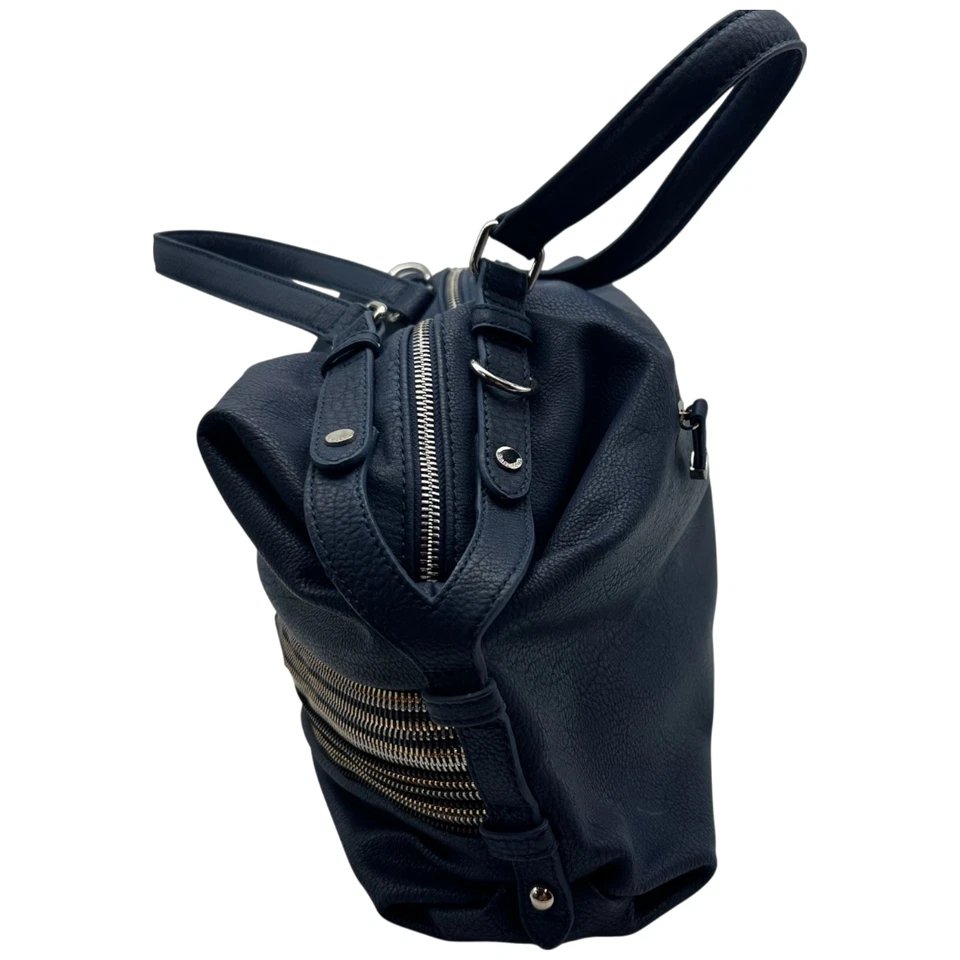 Cartera Big Buddha azul marino oscuro bolsillos interiores y bolso con asa superior con múltiples cremalleras Foto 4 de 4