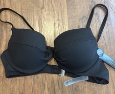 NWT Victoria s Secret Twist Push-Up Bikini Top Pure Black Size 36 B