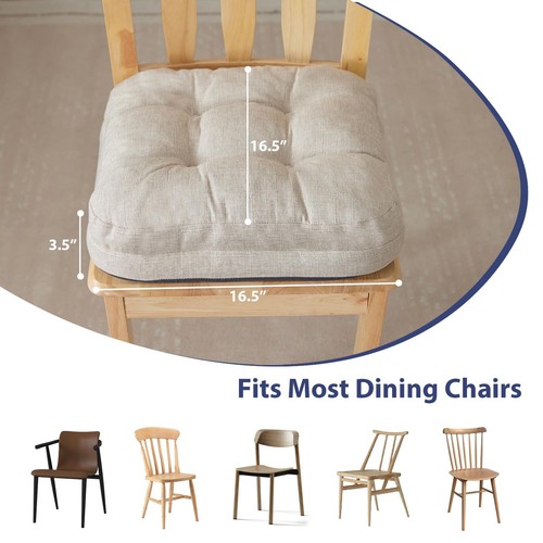 Chair Cushions, Foam Dining Chair Cushions, Tufted Indoor Chair Pads, Set of ... - Picture 3 of 7