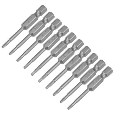 10Pcs T8 Magnetic Torx Screwdriver Bits S2 for Industry 50mm 1/4'' Hex Shank