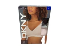 NEW DKNY Women's 2-Pack Seamless Bra, Java /Peral Pink, Large