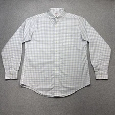 Brooks Brothers Oxford Shirt Mens 15.5 35 White Blue Check Non Iron Supima