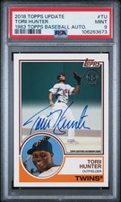 2018 TOPPS UPDATE 1983 TOPPS BB AUTOS #TU TORII HUNTER PSA 9 AUTO