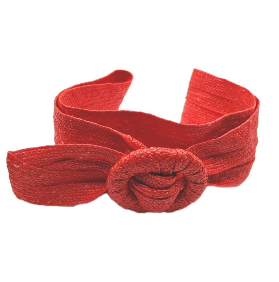 Cinturón de Paja Sintética Boho Vintage Años 80 Ancho Cinch Coral Hebilla Grande Talla M Foto 3 de 4