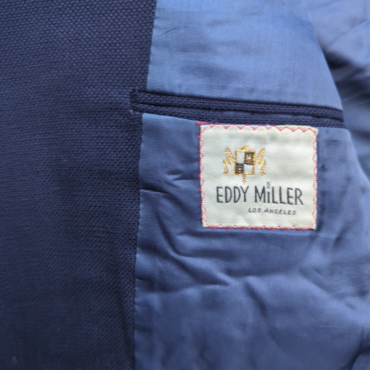 EDDY MILLER Vtg 60s 70s Navy Blue BLAZER SUIT COAT JACKET Men's 42R
