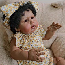 24 Inch Realistic Newborn Baby Dolls Cute Soft Body Black Skin Toddler Baby Gift
