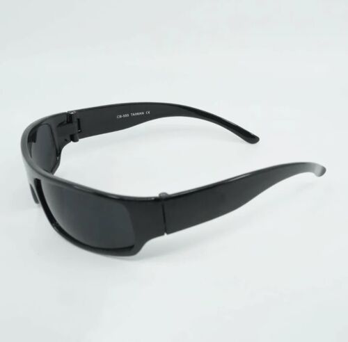Gangster Style Sunglasses Slim Cholo Wrap Super Dark OG LOC Black Glossy 555 - Picture 2 of 4