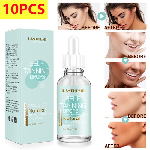 10PC New Self Tanning Drops Sunless Natural Tan Oil Face Tones Body Cruelty Free - Picture 5 of 16