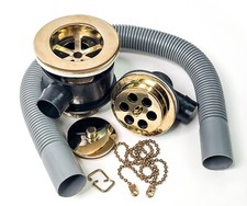 Dorchester Brass Bath Waste with Gold Finish Plug and Chain Sold Brass Body