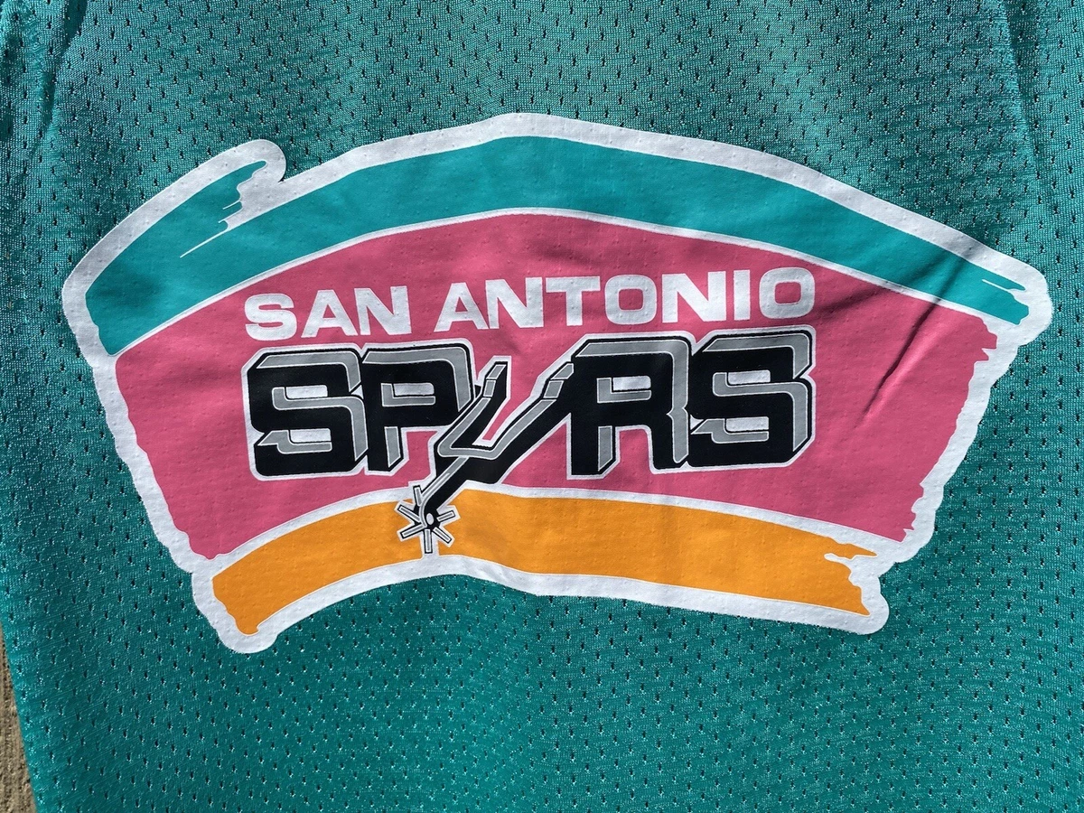 Mitchell & Ness San Antonio Spurs Hardwood Classics Aqua Tank NBA Jersey  Large