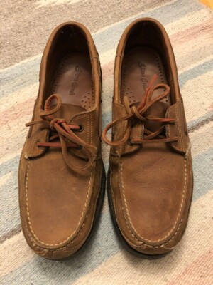 Stone Creek Brown Leather Shoes Men's Size 13 lace-Up Casual Boat Shoes