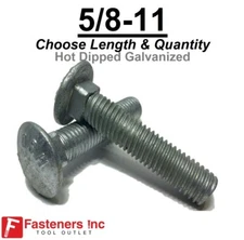 5/8"-11 Hot Dipped Galvanized Carriage Bolts Coach Bolts - Select Length & Qty