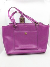 Ralph Lauren Lowell Satchel Purple Shoulder Leather Handbag repurpose READ