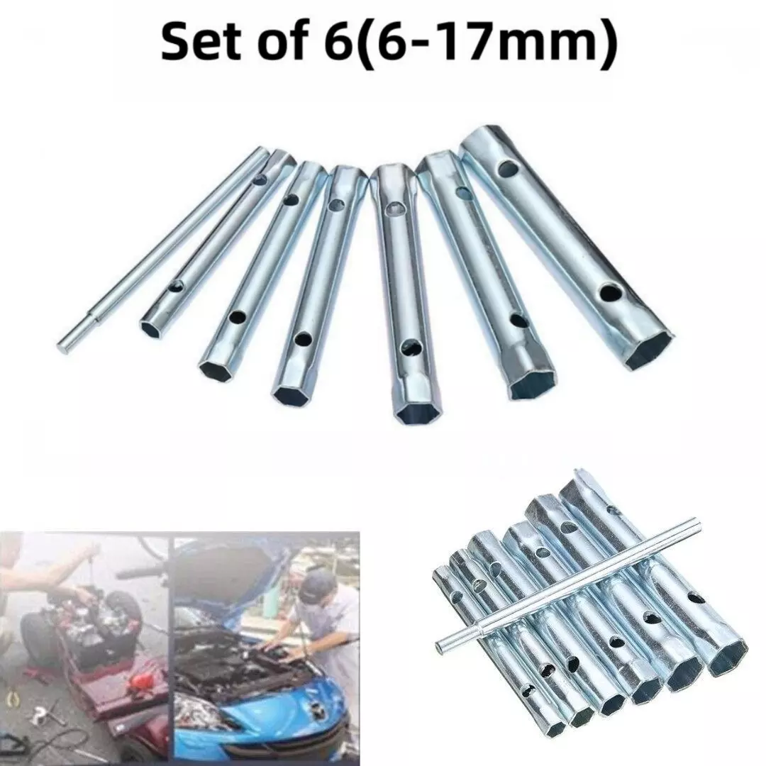 7pcs 6mm 17mm Tubular Box Spanner Wrench Tube Metric Socket Set Tool Kit