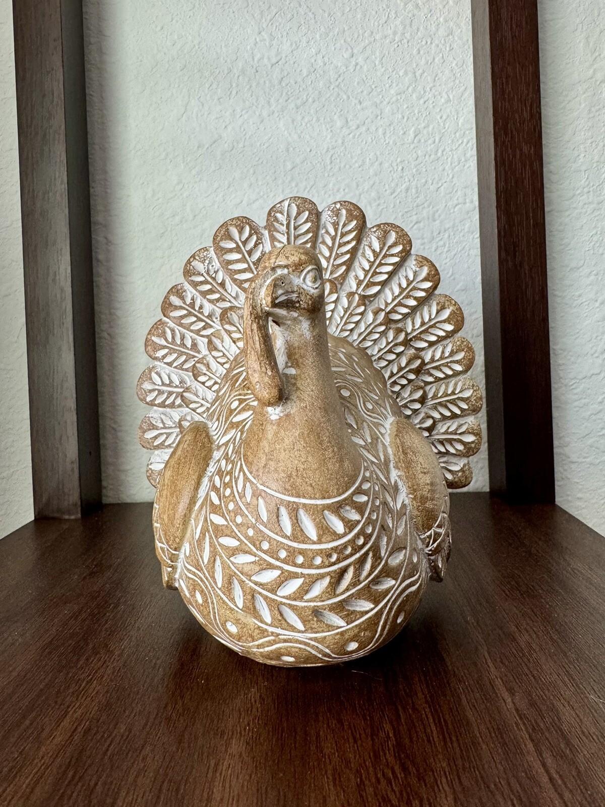 Brown & White Thanksiving Turkey Figurine Decor Centerpiece Gift Idea