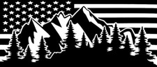 USA American Mountains Outdoors Black & White Vinyl Decal Bumper Sticker