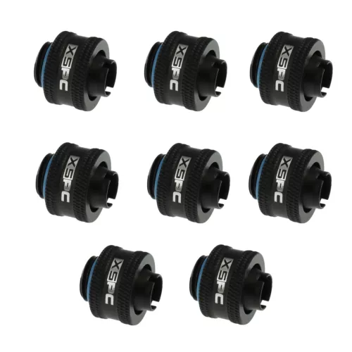 XSPC G1/4 to 3/8 ID 1/2 OD Compression Fitting V2 - Matte Black (8 Pack)