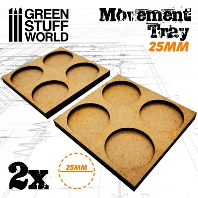 GREEN STUFF WORLD Plateaux de Mouvement MDF 2 x 25mm - movement trays Miniatures Wargames AOS LOTR