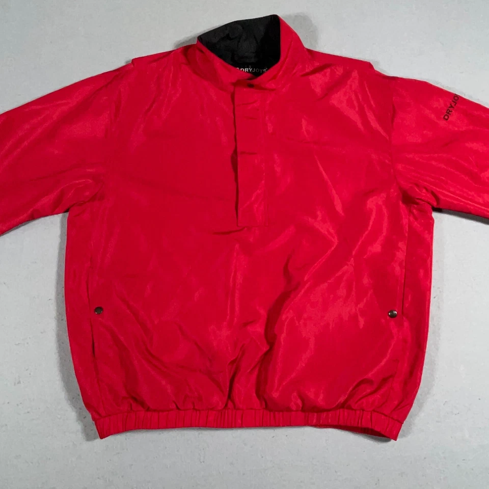 DryJoys By FootJoy FJ Jacket Mens sz L Red Pullover Golf Rain Wind Short Sleeve - Image 2 of 4