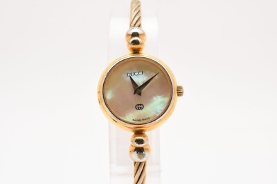 Exc+5] GUCCI 2700L Women Quartz QZ Bangle Shell Dial Vintage Watch