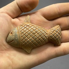 Ancient Bactrain Roman Fish Rare Stone Carved Figure 