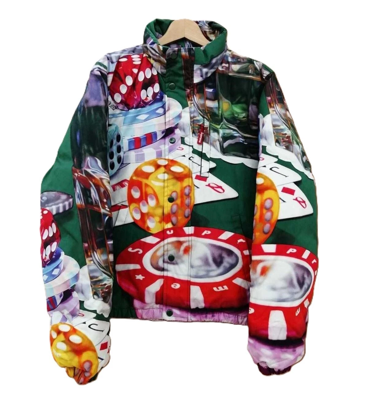 Doudoune Supreme Casino 18AW polyester vert motif total taille S occasion Japon