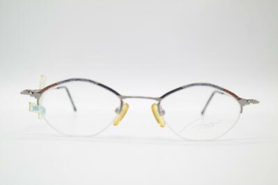 Vintage Amor Logo 030 Silber Mehrfarbig Halbrand Brille Brillengestell NOS