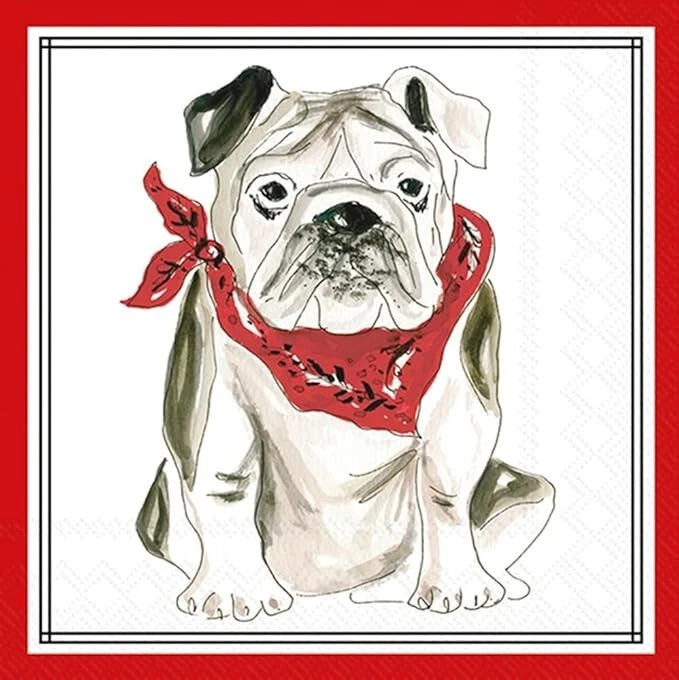 IHR Decoupage Art Craft Napkins-Cocktail Size 5" x 5" Red Bulldog Hometown Pride
