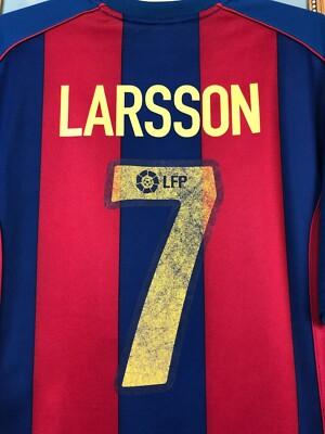 FC Barcelona LARSSON 7番 シャツ Barcelona Home football shirt 2004 Soccer #7 Larsson Nike Jersey
