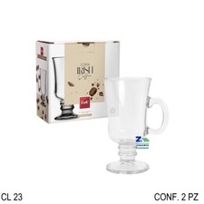 SET 2 PZ TAZZE TAZZINE BICCHIERI IN VETRO 23 CL DA CAFFE' ART. 28077